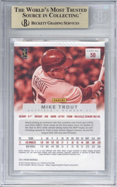 Lot Detail Mike Trout 2012 Panini Prizm 50 Rookie Card Beckett BGS