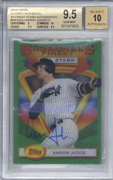 Aaron Judge Signed 2018 Topps Clearly Authentic /15 Trading Card (Beckett/BGS Graded 9.5 w/ 10 Auto)