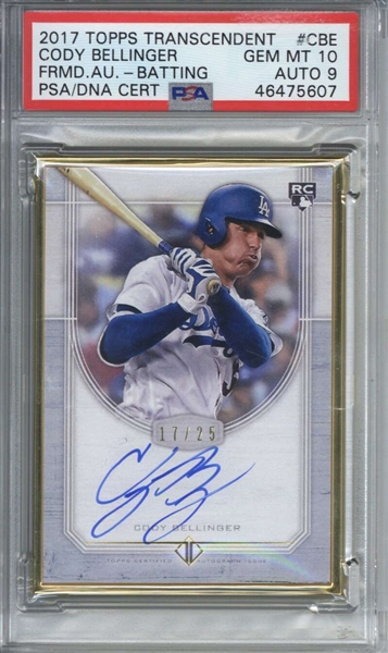 Cody Bellinger Signed 2017 Topps Transcendent /25 Rookie Card (PSA Graded 10 w/ 9 Auto)