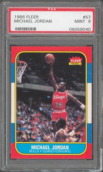 1986 Fleer Michael Jordan #57 Rookie Card :: PSA Graded MINT 9