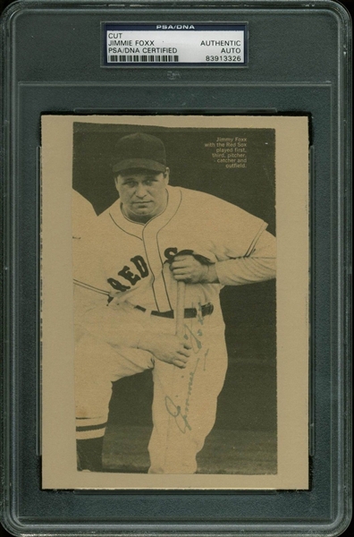 Jimmie Foxx Superbly Signed 4.5" x 6.5" Newspaper Photo (PSA/DNA Encapsulated)