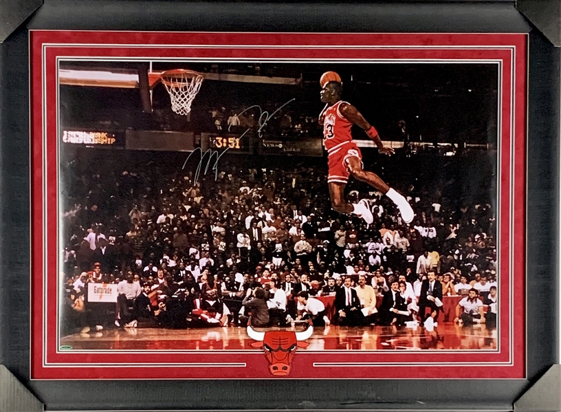 Michael Jordan Large & Impressive Signed 24" x 36" Nike "Slam Dunk" Poster in Custom Framed Display (Beckett/BAS & UDA)