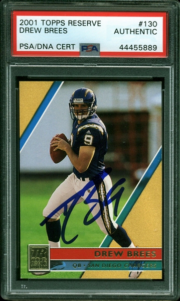 Drew Brees Signed 2001 Topps Reserve #130 Limited Edition Rookie Card (670/999)(PSA/DNA Encapsulated)