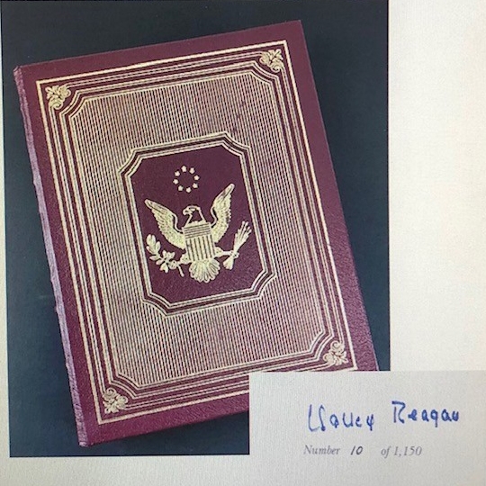 Beautiful Nancy Reagan signed Leather-bound, First Edition and numbered book "A Shining City" (#10/1,150) (Beckett/BAS LOA) 