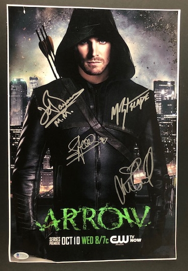 “Arrow” Cast Signed Mini Poster 11.5” x 17” (4 Sigs) (BAS Authentication)