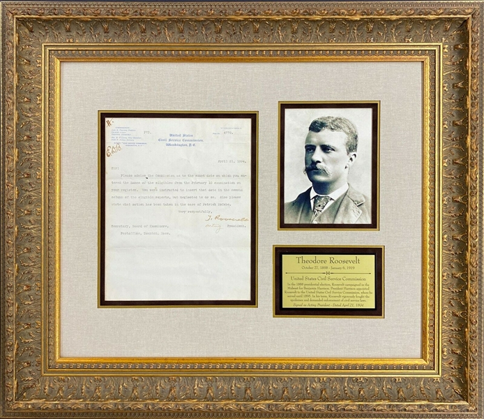 Theodore Roosevelt Signed Civil Service Commission Letter Dated 1894 Impressively & Professionally Framed (PSA/DNA Authentication)