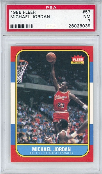 1986 Fleer Michael Jordan #57 Rookie Card (PSA Graded NM 7)