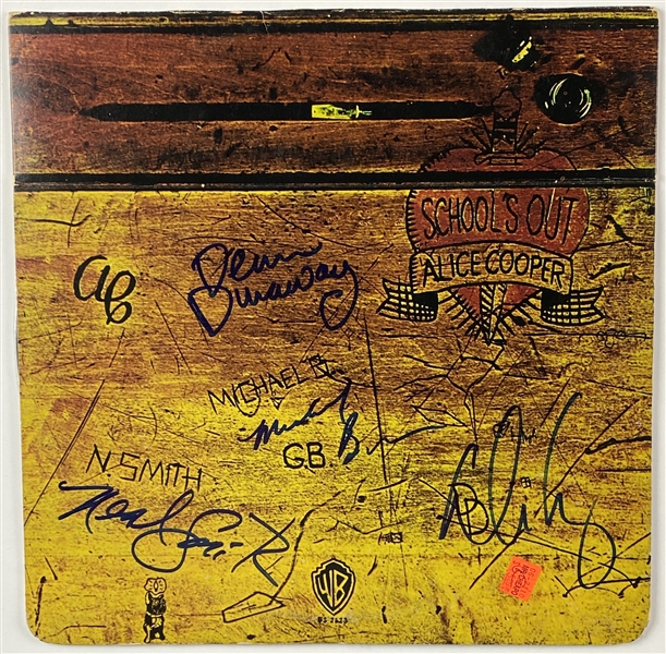 Alice Cooper Band In-Person Group Signed “School’s Out” Album Record (4 Sigs) (John Brennan Collection) (BAS Guaranteed)