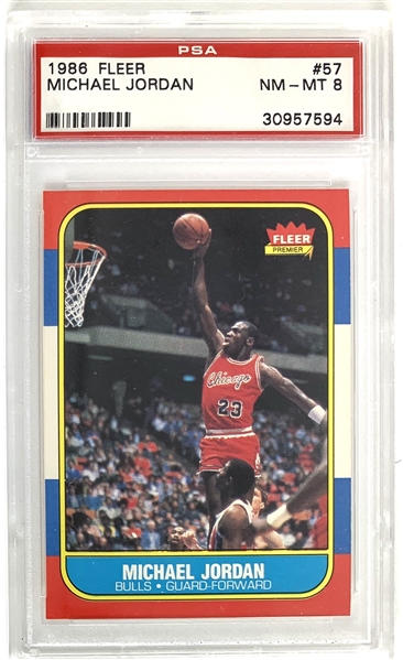 1986 Fleer Michael Jordan Rookie Card (#57) - PSA Graded NM-MT 8 with GREAT Centering!