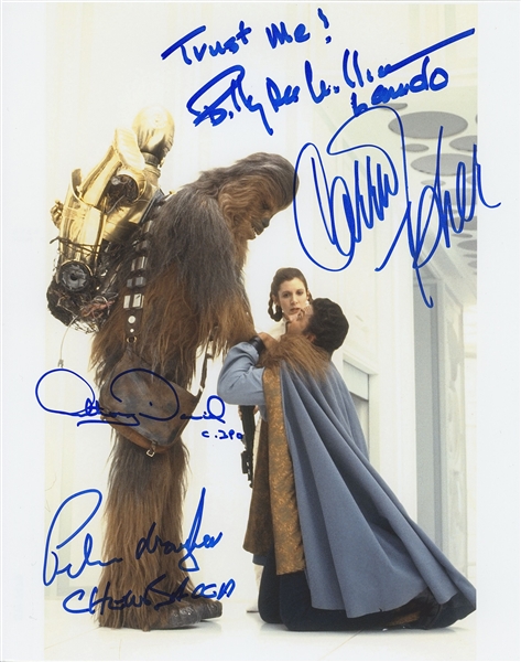 Star Wars: Fisher, Mayhew, Daniels, & William Multi-Signed 8” x 10” Photo from “Cloud City” in “The Empire Strikes Back” (4 Sigs) (Beckett/BAS Guaranteed)