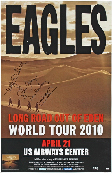 The Eagles ULTRA RARE 11" x 17" Group Signed Concert Poster :: 4-21-10 @ Phoenix AZ (Beckett/BAS LOA)