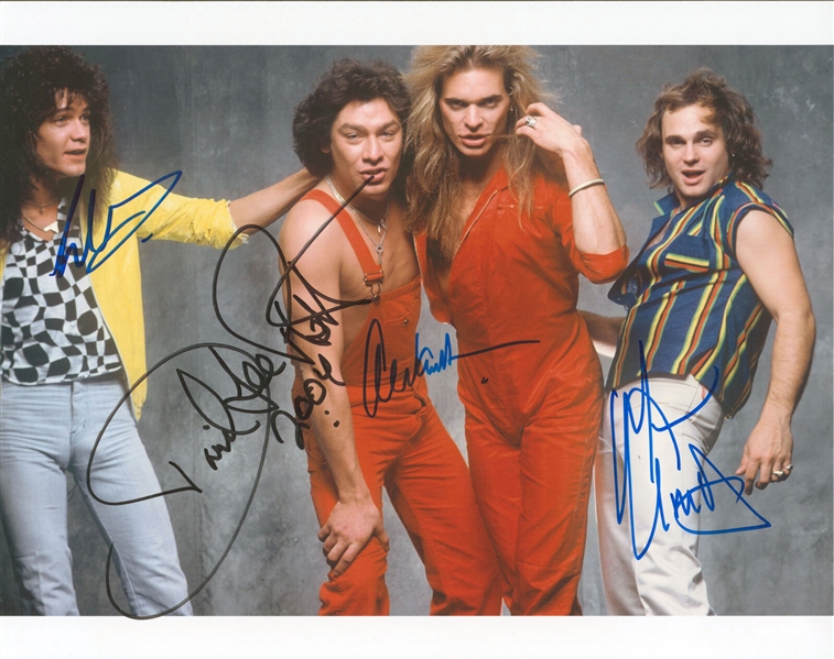 Van Halen Group Signed 11" x 14" Color Photo with Original Lineup! (JSA LOA)