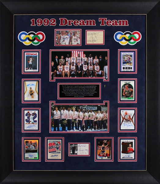 1992 Team USA Basketball Dream Team Signed Framed Display with Jordan, Bird, Magic, etc. (Beckett/BAS LOA)