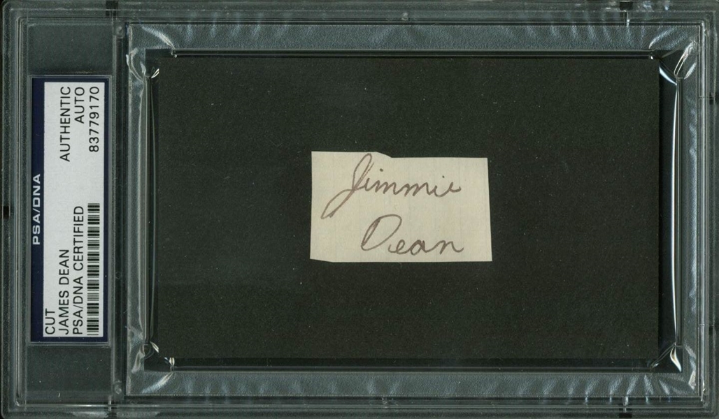 James Dean Signed 1.25" x 1.75" "Jimmie Dean" Cut (PSA/DNA Encapsulated)