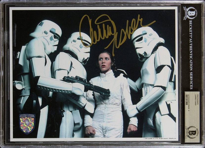 Star Wars: Carrie Fisher Superb Signed 8" x 10" Color Photo with MINT 9 Autograph (Official Pix & Beckett/BAS Encapsulated)