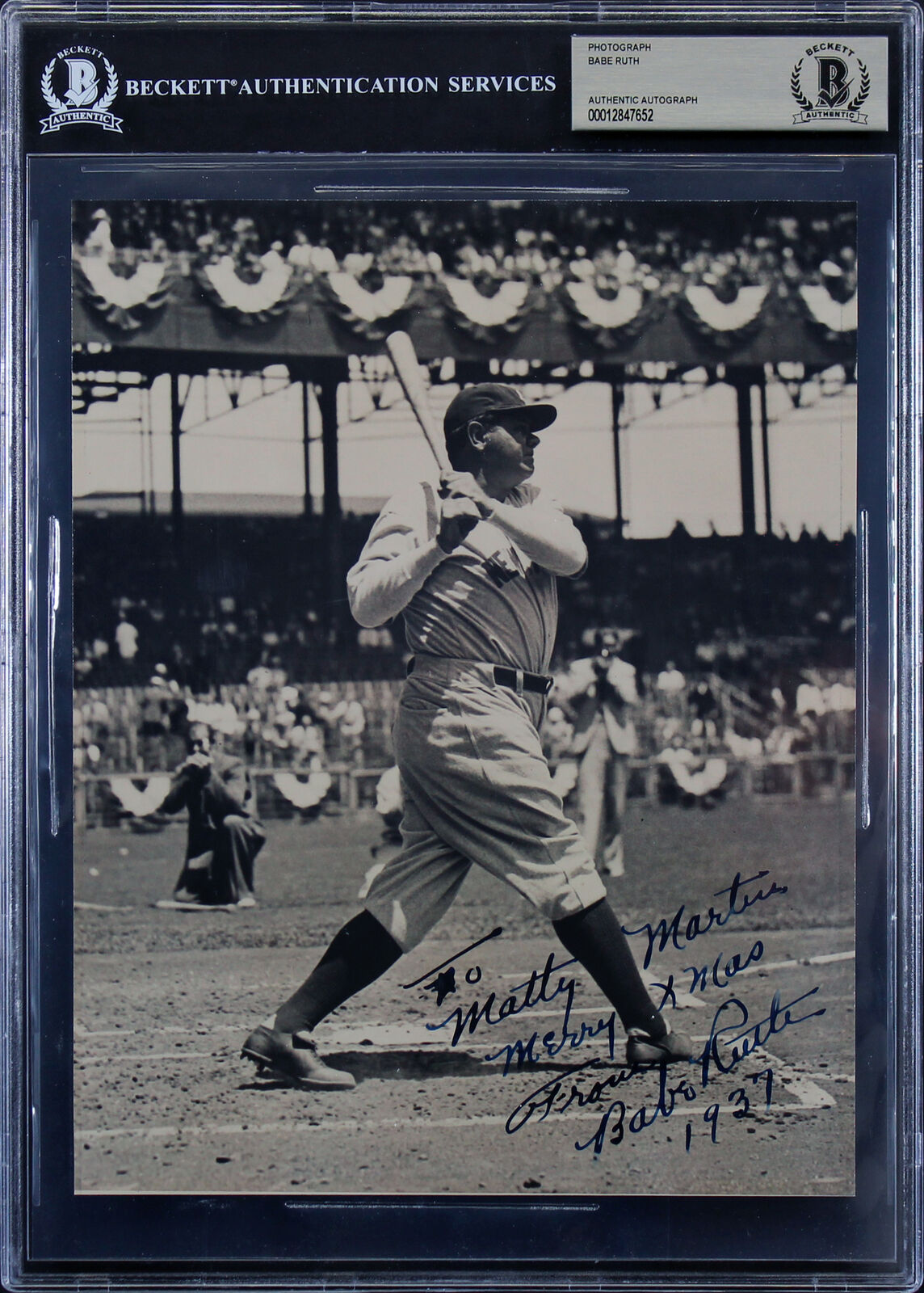 Babe Ruth Impressive Signed Inscribed X Batting Photo Beckett