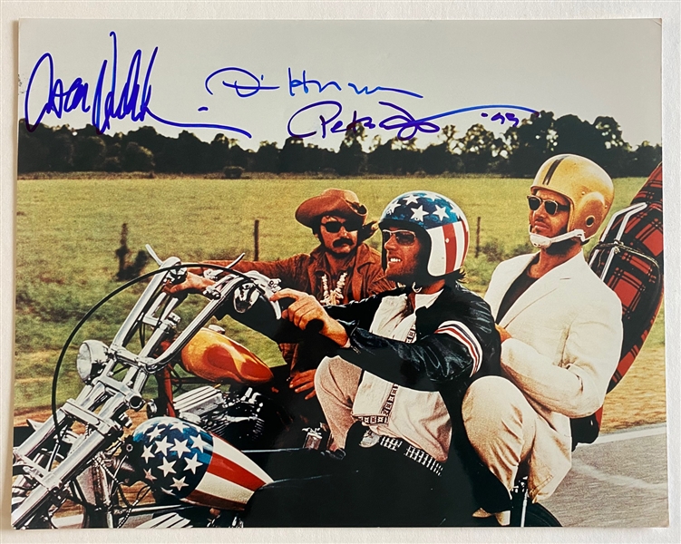 Easy Rider: Jack Nicholson, Peter Fonda, and Dennis Hopper In-Person Signed 14" x 11" Photograph  (Beckett/BAS Guaranteed)
