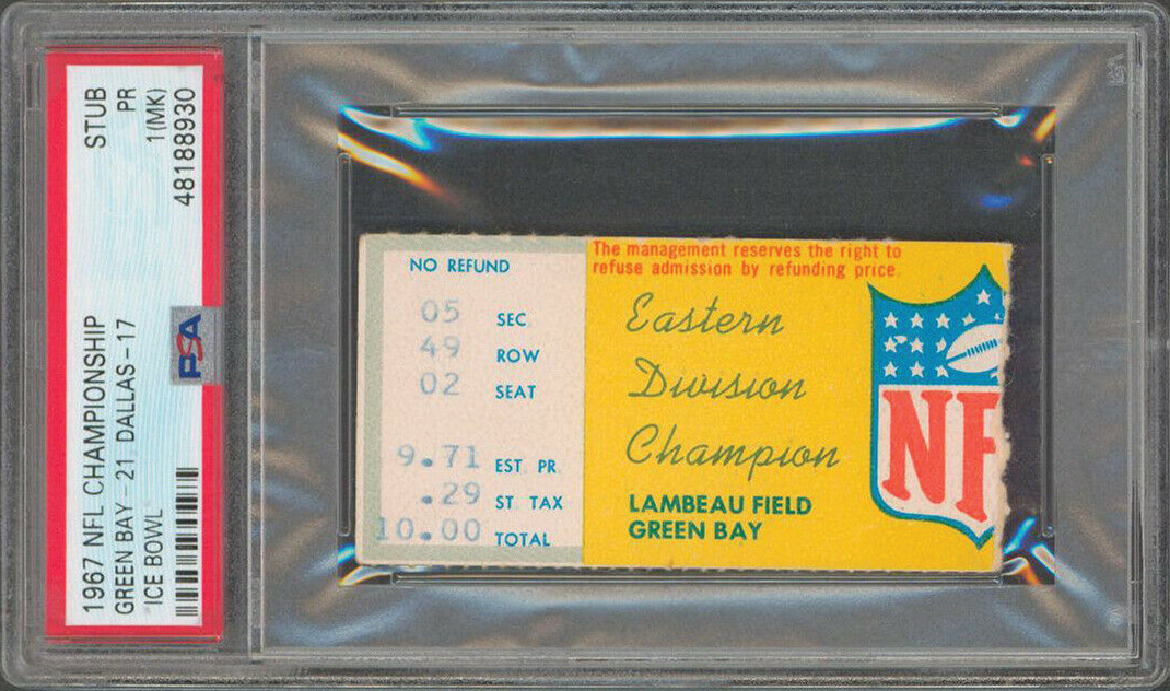 Sold at Auction: 1967 Super Bowl I ticket stub.