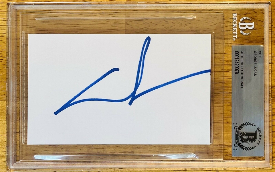 George Lucas Signed 3" x 5" Index Card (Beckett/BAS Encapsulated) 