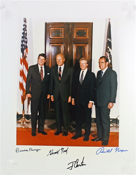 Four Presidents: Ronald Reagan, Richard Nixon, Jimmy Carter & Gerald Ford Rare Signed Over-Sized 11" x 14" Photograph (PSA/DNA)
