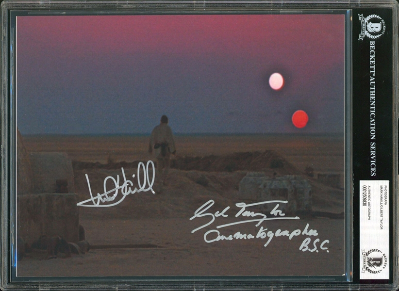 Star Wars: Mark Hamill & Gil Taylor Superb Signed 8" x 10" Photo from "A New Hope" (Beckett/BAS Encapsulated)