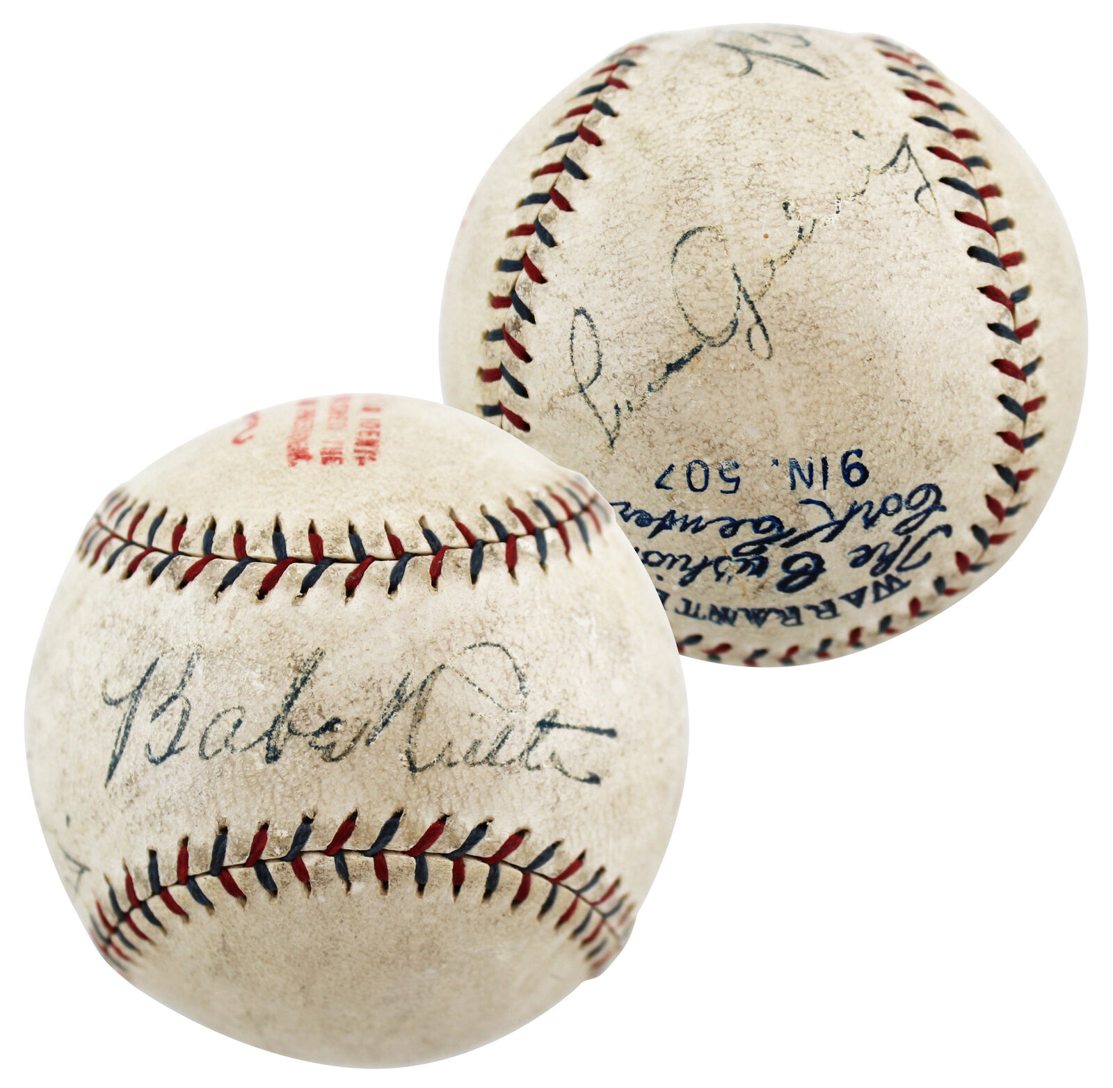 Babe Ruth Lou Gehrig Dual Signed Oal Baseball Circa Beckett