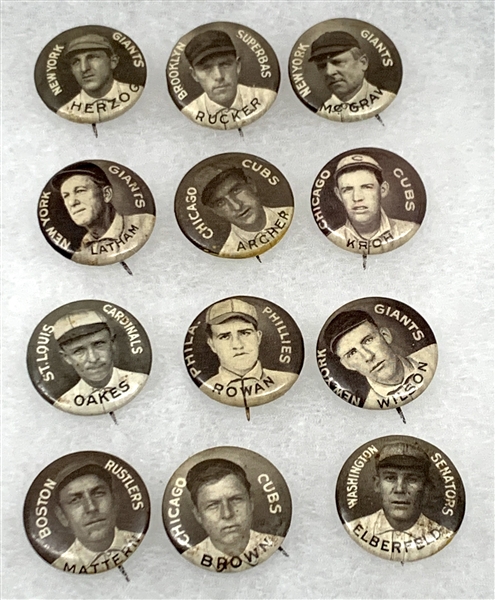 1909-12 P2 Sweet Caporal Collection of (12) Baseball Pins