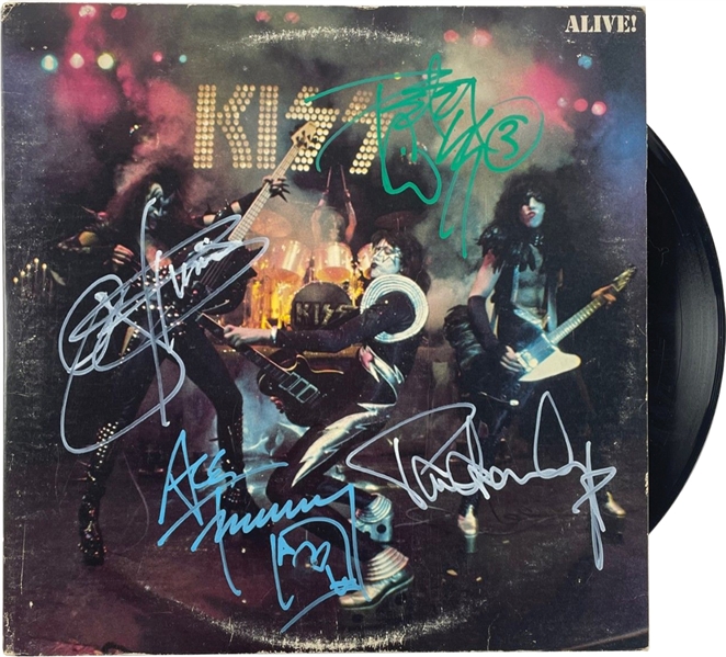 KISS Group Signed "KISS Alive" Record Album (4 Sigs) (Roger Epperson/REAL LOA)  