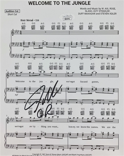 Steven Adler Signed Guns-n-Roses Lyrics Sheet (JSA)