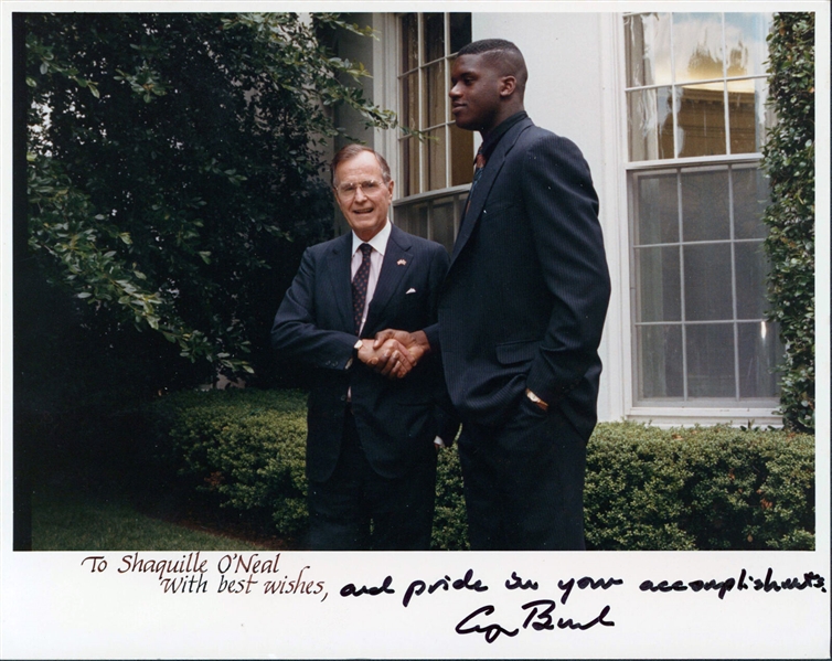President George H.W. Bush Signed 8" x 10" Photo - Inscribed to Shaquille O Neal (Beckett/BAS LOA)
