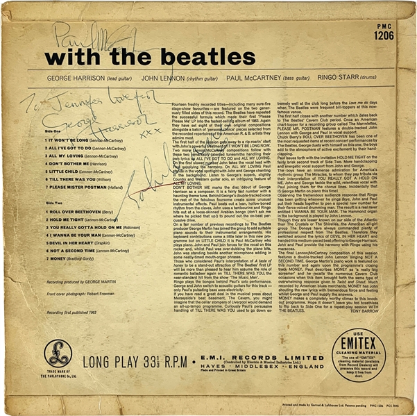 The Beatles: Paul McCartney, John Lennon & George Harrison Vintage Signed "With The Beatles" Parlaphone UK Album (PSA/DNA)