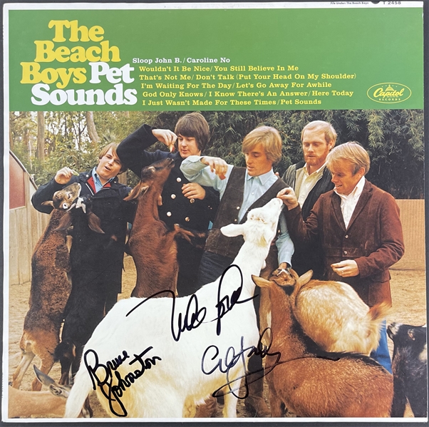The Beach Boys Group Signed "Pet Sounds" Record Album Cover with Johnston, Love & Jardine (Beckett/BAS)