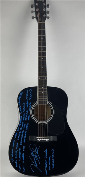 Vince Gill Signed Acoustic Guitar w/ Handwritten "Go Rest High On That Mountain" Lyrics (Beckett/BAS)
