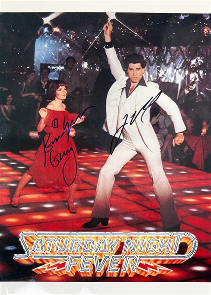 John Travolta and Karen Lynn Gorney Signed 10" x 14" Saturday Night Fever Photo (Beckett/BAS)