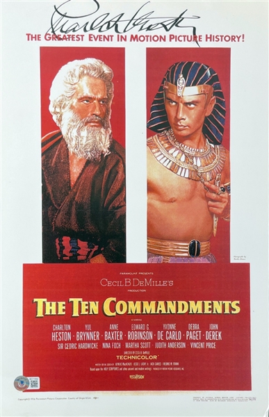 Charlton Heston Signed 11" x 17" "The Ten Commandments" Mini Poster (Beckett/BAS)