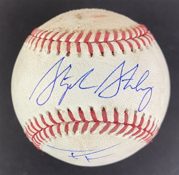 Stephen Strasburg & Trea Turner Game Used & Signed OML Baseball :: Ball Pitched by Strasburg & Turner Hits for Cycle :: Used 7-23-2019 vs Rockies (PSA/DNA COA & MLB Holo)