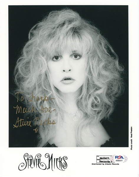 Stevie Nicks Signed 8” x 10” B&W Promo  Photo (PSA Authentication)