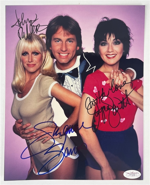 Threes Company: Cast Photo signed by Ritter, Somers, and Dewitt (JSA)