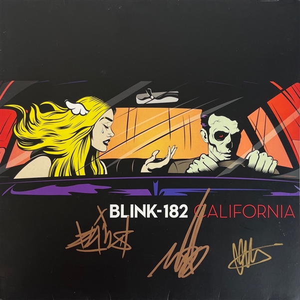 Blink-182: Fully Group Signed "California" Album Cover (Beckett/BAS Guaranteed) 