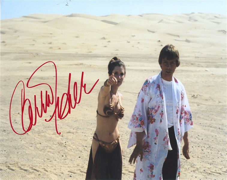Star Wars: Carrie Fisher Signed 10” x 8” Behind-the-Scenes Photo from “Return of the Jedi” (Beckett/BAS Guaranteed)