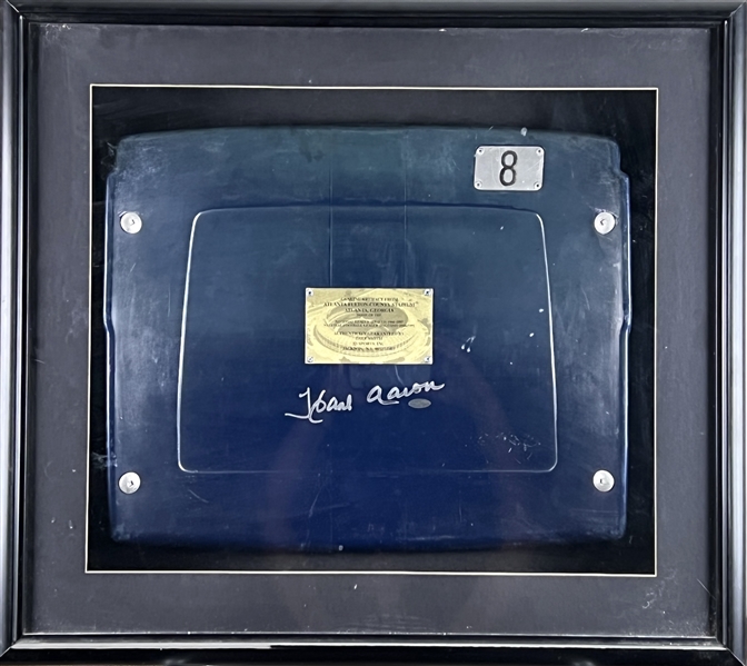 Hank Aaron Signed Stadium-Used Baseball Seatback (Beckett/BAS Guaranteed) 
