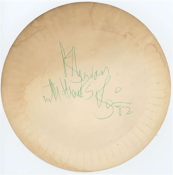 David Bowie Vintage 1982 Signature On Paper Plate (Beckett/BAS Guaranteed)