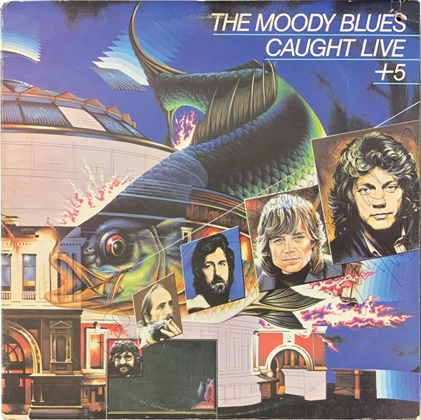 The Moody Blues Group Signed "Caught Live +5" Record Album (Epperson/REAL LOA)