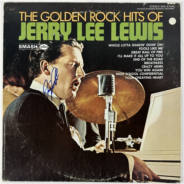 Jerry Lee Lewis Signed "The Golden Rock Hits of Jerry Lee Lewis" Album Cover (JSA ALOA)