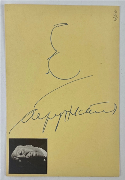 Alfred Hitchcock Signed & Self Sketched 4" x 6" Card (Beckett/BAS)