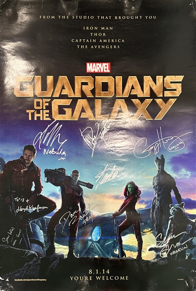 Guardians of the Galaxy: Cast Signed 27" x 40" Original Poster (9 Sigs)(JSA COA)