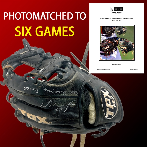 Jose Altuve PHOTOMATCHED 2013 Spring Training Worn & Signed TPX Pro Model Fielders Glove (Beckett/BAS)(End-to-End Photomatch LOA)