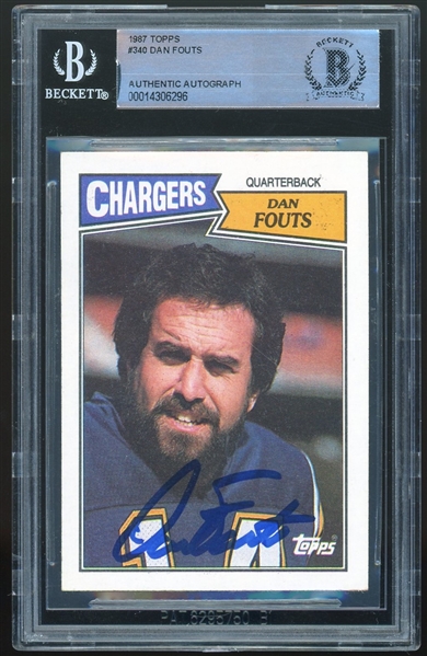 Dan Fouts Signed 1987 Topps #240 Trading Card (Beckett/BAS Encapsulated)
