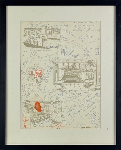 The 21 Club Group Signed Page w/ Jack Burns, Henry Mancini, John Nelson, Etc. (24 Sigs)(Third Party Guaranteed)