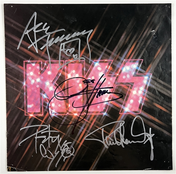 KISS Group Signed 12” x 12" Album Insert (4 Sigs) (Third Party Guaranteed)